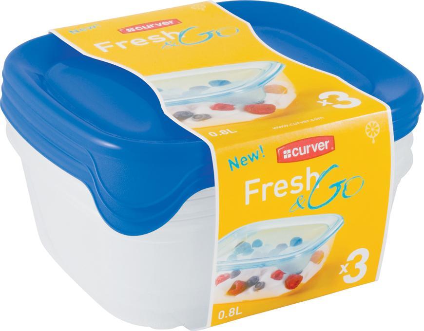 Dozy Curver® Fresh&Go 3x0.8L, modrá, 16x11x16 cm