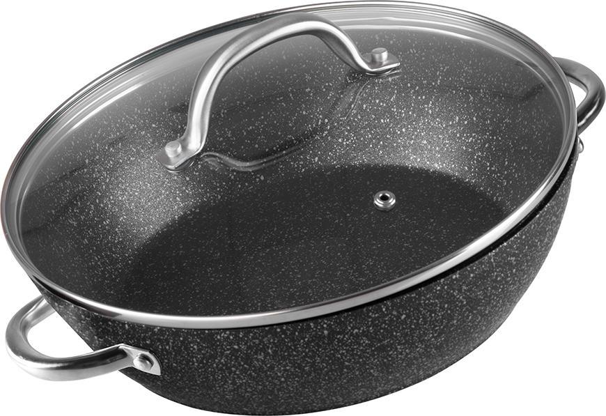 Hrniec MagicHome Black Marble Line, plytký, 26 cm, 2,8 lit., s pokrievkou, pekáč do rúry