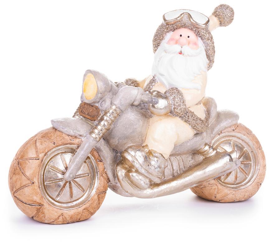 Dekorácia MagicHome Vianoce, Santa na motorke, keramika, 47x18,5x34 cm