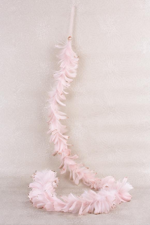Girlanda MagicHome Vianoce, ružová, páperová, 150 cm