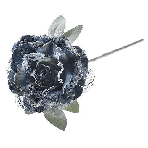 Kvet MagicHome, pivónia s listom, modrá, stonka, veľkosť kvetu: 12 cm, dĺžka kvetu: 23 cm, bal. 6 ks
