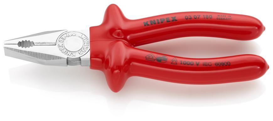 Kliešte KNIPEX 03 07 180 – kombinované, CrV, VDE 1000V