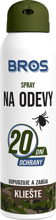 Sprej Bros, proti kliešťom, na odev, repelentný, 120/90 ml