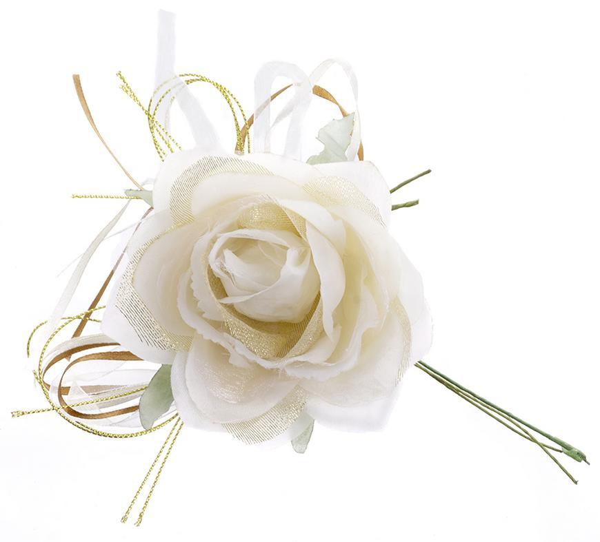 Kvet MagicHome, ruža, krémová, stonka, veľkosť kvetu: 10 cm, dĺžka kvetu: 18 cm, bal. 6 ks