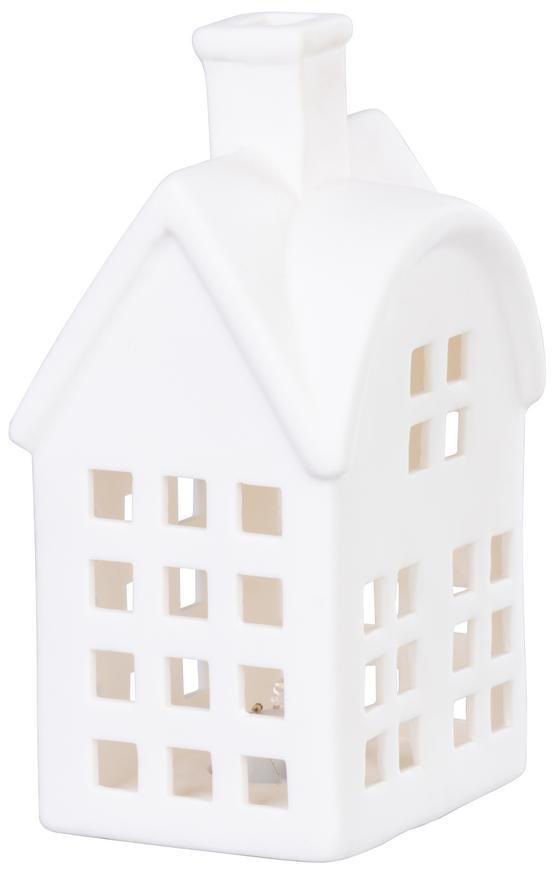 Dekorcia MagicHome, Domek, LED, biely, porceln, 8,7x7,3x15,3 cm