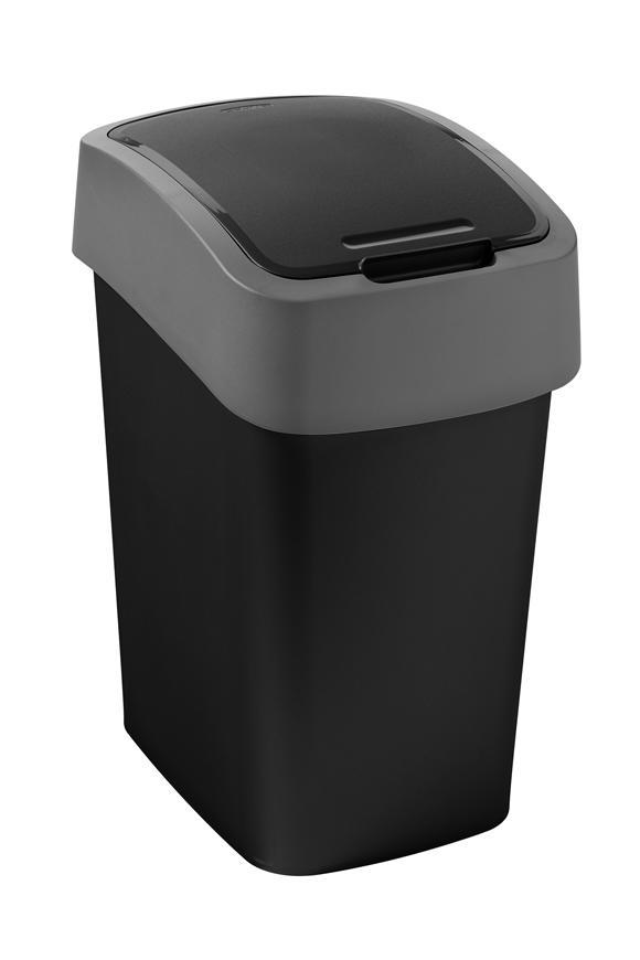 Kôš Curver® PACIFIC FLIP BIN 9L, 23,5x18,9x35 cm, čierno/šedý, na odpad