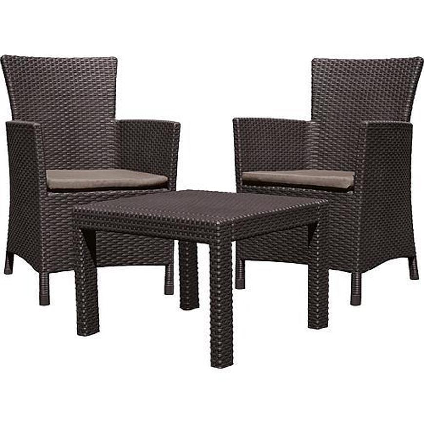 2.TRIEDA Set terasový Allibert ROSARIO, brown/warm taupe, stôl, 2x kreslo