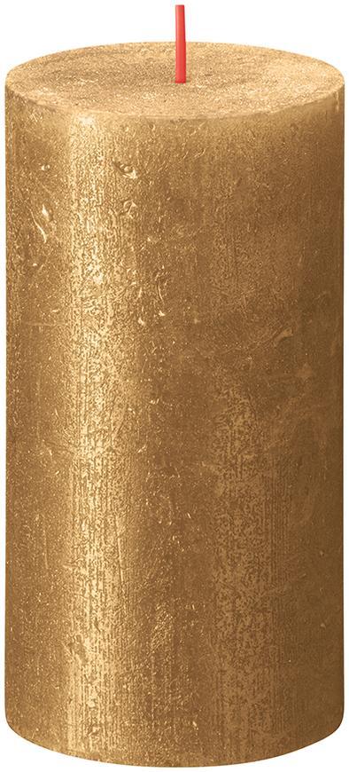 Sviečka Bolsius Rustik Shimmer, valec, zlatá, 60 hod., 68x130 mm