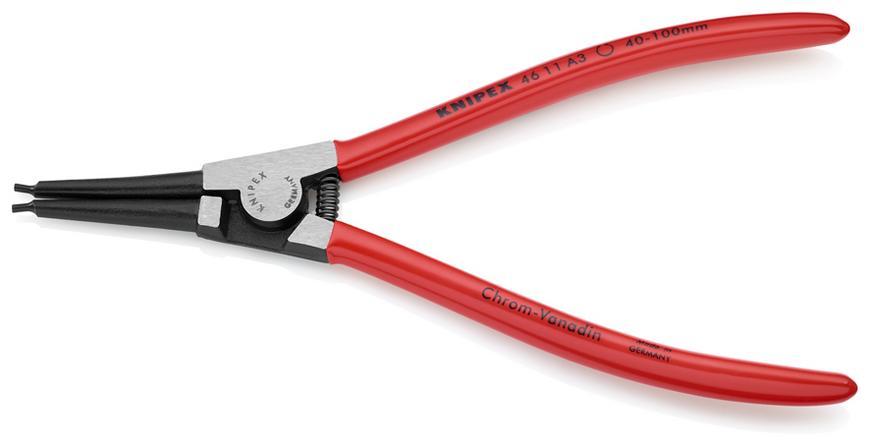 Kliešte KNIPEX 46 11 A3 – rovné, vonkajšie poistné krúžky, 40-100 mm