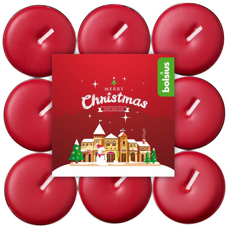 Sviečky Bolsius Tealight Merry Xmass, čajové, vonné, winter cherry, bal. 18 ks