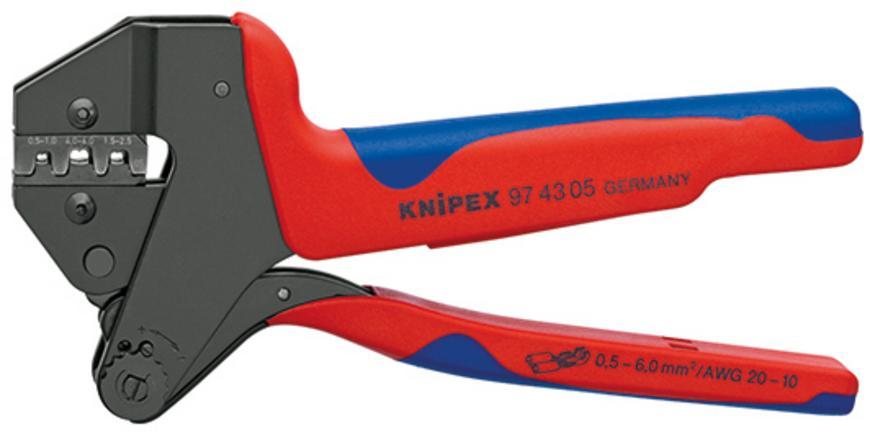 Klieste KNIPEX 97 43 05, 200 mm, 0.5-6.0mm, lisovacie, pre neizol. otvor. konekt.