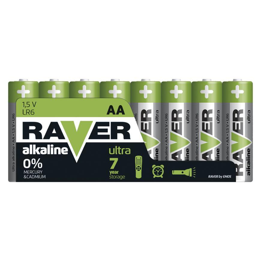 Batéria RAVER Ultra Alkaline, LR6, bal. 8 ks AA tužka