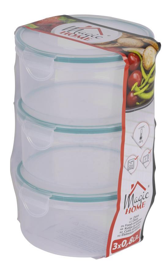 Dóza MagicHome Lunchbox R808 3x0,80 lit, okrúhle, sada 3 ks, Clip