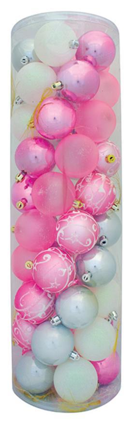 Gule MagicHome Vianoce, 50 ks, ružové, strieborná, biela, 6 cm