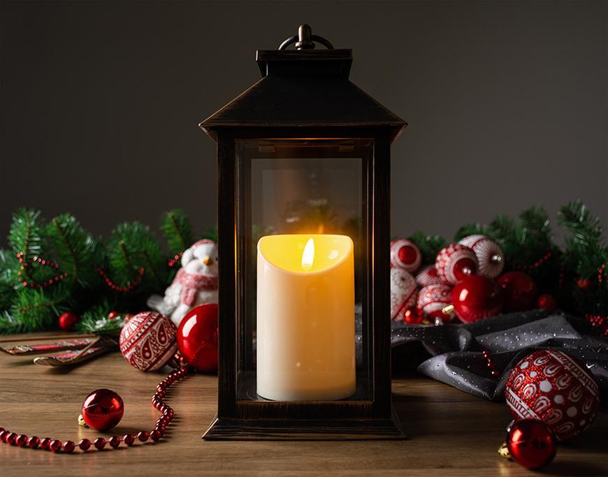 Lampáš MagicHome Vianoce, LED, 3xAAA, plast,  hnedo-medený, 14x14x33 cm