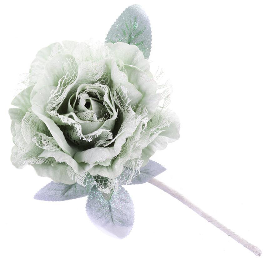 Kvet MagicHome, pivónia s listom, svetlozelená, stonka, veľkosť kvetu: 12 cm, dĺžka kvetu: 23 cm, bal. 6 ks