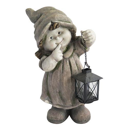 Dekorácia MagicHome Gecco, Dievča s lampášom, magnesia, 24x16x39 cm