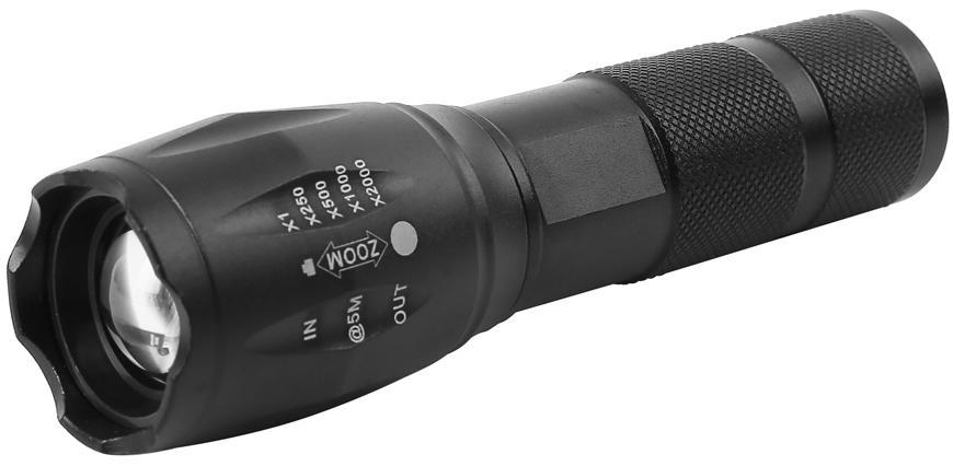 Svietidlo Strend Pro Flashlight FL001, T6 150 lm, Alu, 2200mAh, power bank, Zoom, USB nabíjanie