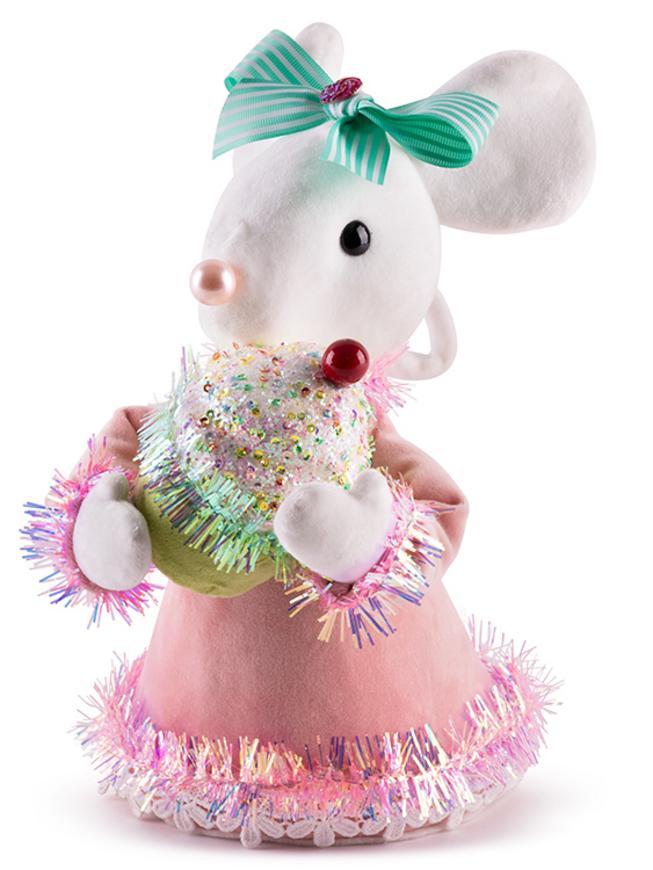 Dekorácia MagicHome Vianoce Candy Line, myška, ružová, 27 cm
