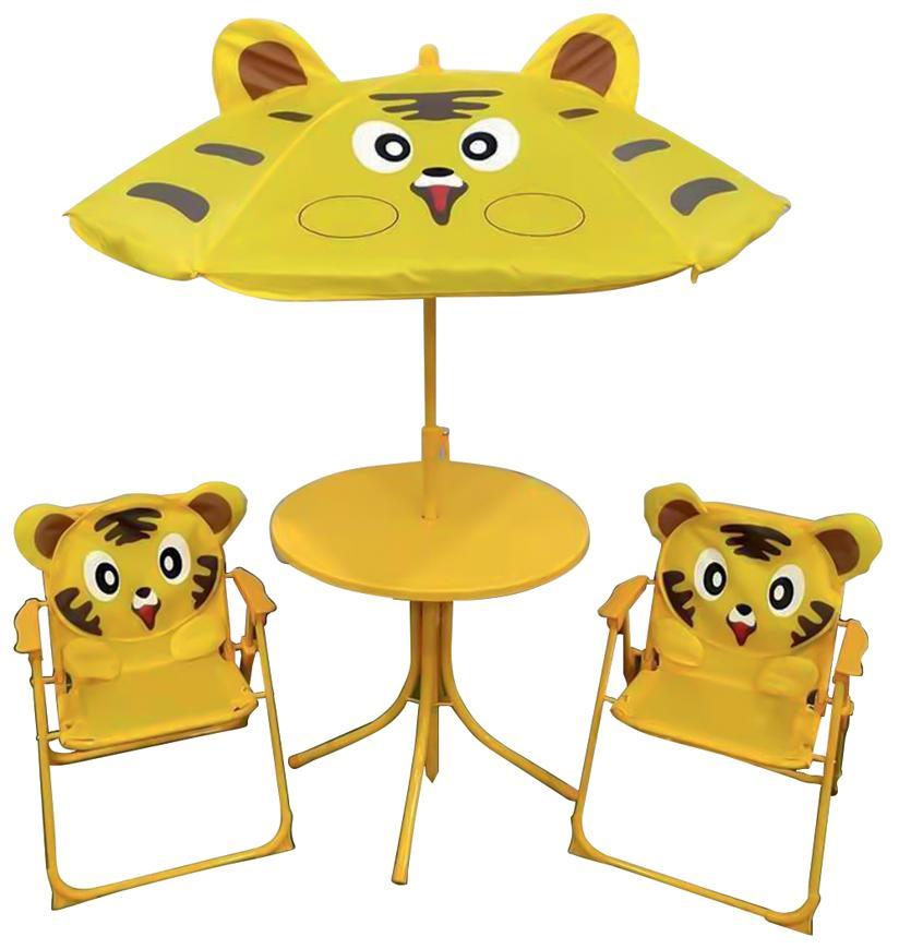 Set LEQ MELISENDA Tigre, tiger, slnečník 105 cm, stôl 50 cm, 2 stoličky, detský