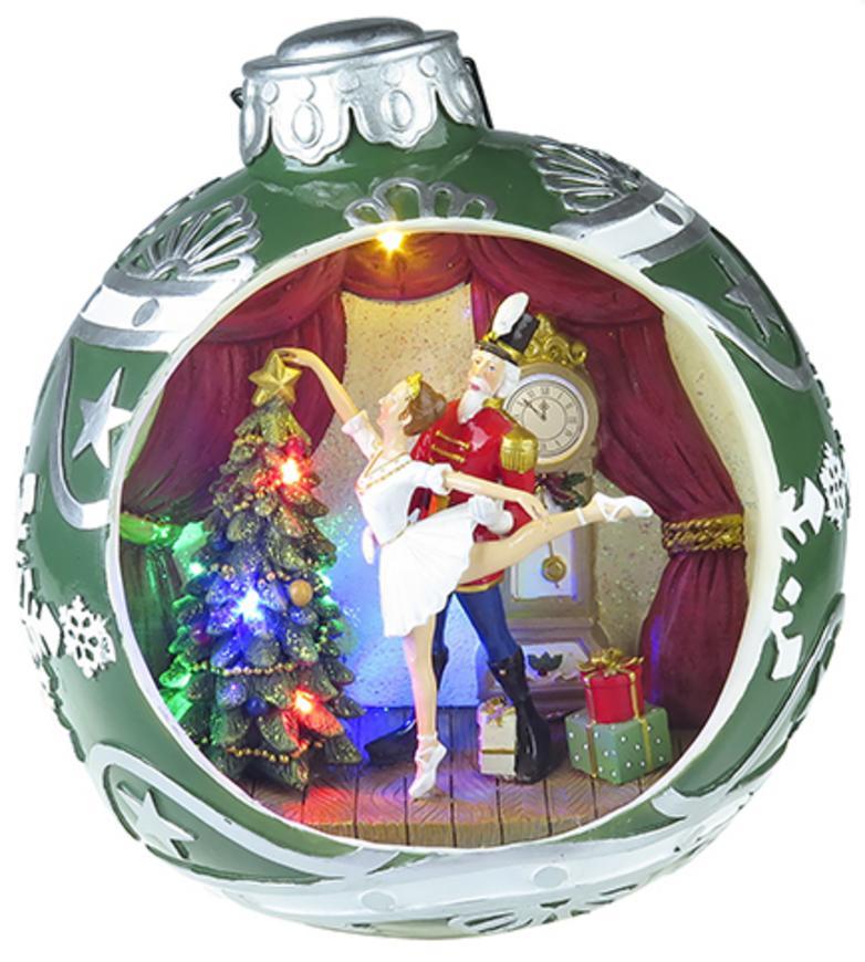 Dekorácia MagicHome Vianoce, Balet v guli, 7 LED, farebná, s melódiami, 3xAA, interiér, 30,50x26,50x31,70 cm