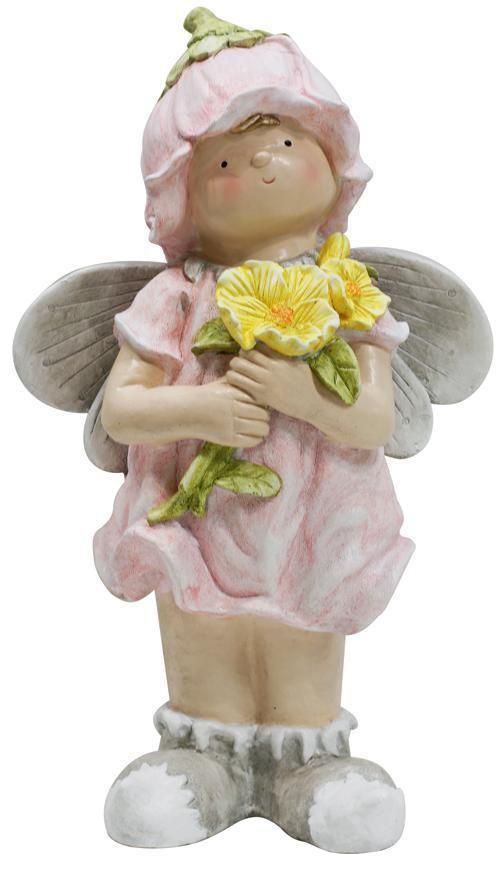 2. TRIEDA Dekorácia MagicHome Gecco, Anjelik s kvetmi, magnesia, 33x20x54 cm