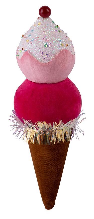 Dekorácia MagicHome Vianoce Candy Line, zmrzlina, červená, závesná, 16 cm