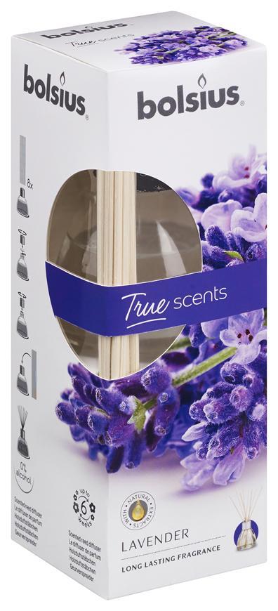 Difuzer Bolsius True Scent Lavender, vôňa levanduľa, 45 ml