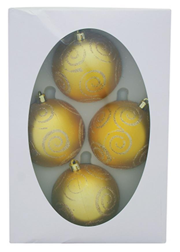 Gule MagicHome Vianoce, 4 ks, zlaté s ornamentami, 7 cm