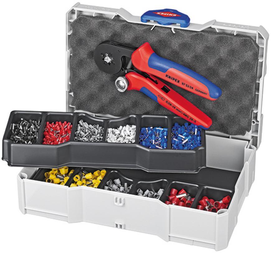 Sada KNIPEX 97 90 09, lisovacia, pre koncove dutinky s plast. objimkami