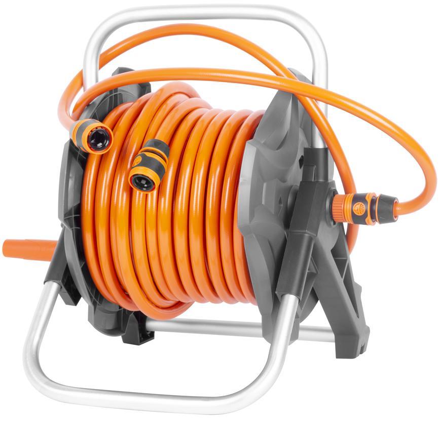 Navíjač Strend Pro, nastaviteľná dýza + 2x rýchlospojka + prípojka na vodovodný kohútik, s hadicou 1/2", 30 m, záhradný