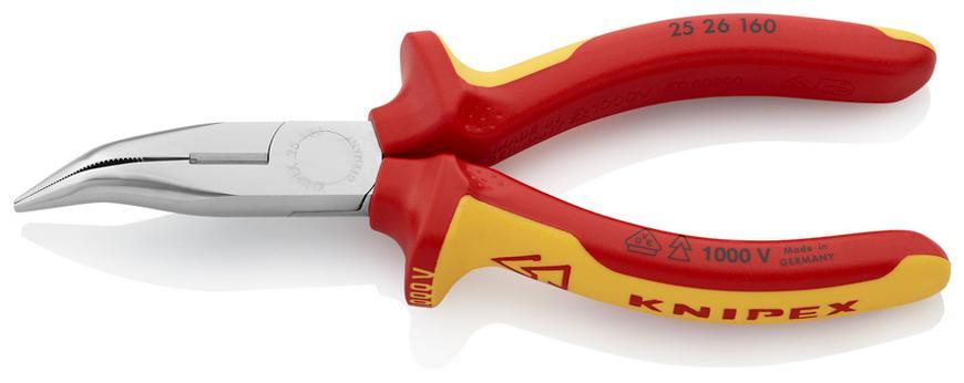 Kliešte KNIPEX 25 26 160 – 160 mm, polgulaté, zahnuté, rádio., CrV, VDE