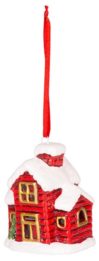 E-shop Vianočná dekorácia Domček, LED, terakota, závesný, 7,2 cm