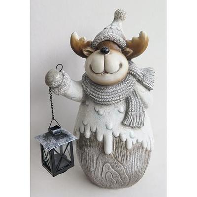 Postavicka Sob držiaci lampášik, magnesia, 43,5 cm