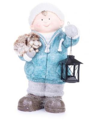 2.TRIEDA Postavička MagicHome Vianoce, Chlapček s lampášom a ježkom, keramika, 23x20x39,5 cm