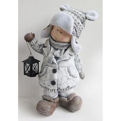 Postavicka Xecco 15688, Chlapec s lampášikom a čiapkou, magnesia, 46 cm
