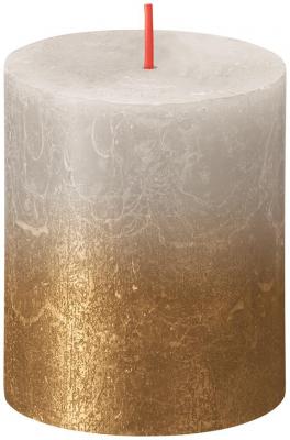 Sviečka Bolsius Rustic, valcová, vianočná, Sunset Sandy Grey+ Gold, 80/68 mm
