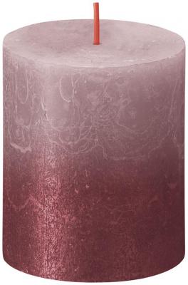 Sviečka Bolsius Rustic, valcová, vianočná, Sunset Ash Rose+ Red, 80/68 mm