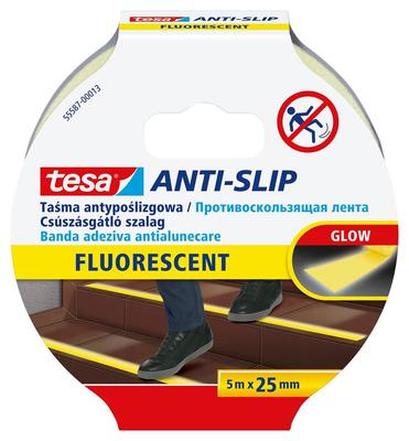 Paska tesa® Anti-slip, protišmyková, fluorescentná, 25 mm, L-5 m