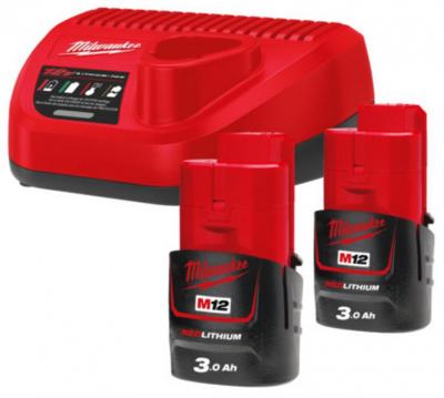 Sada Milwaukee M12 NRG-302, 2xM12 3.0 / C12 C