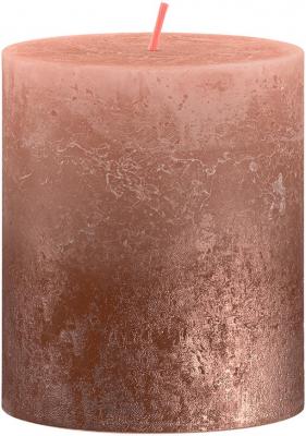 Sviečka Bolsius Rustic, valcová, vianočná, Sunset Creamy Caramel+ Copper, 80/68 mm
