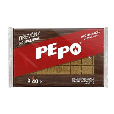 Podpaľovač PE-PO® drevný pevný, 40 podpalov, rozpaľovač na gril, kachle, krby, pece