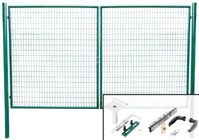 2.TRIEDA Brána Strend Pro METALTEC DUO, 3580/1750/100x50 mm, zelená, dvojkrídlová, záhradná, ZN+PVC, RAL6005
