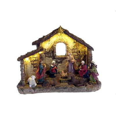 Dekorácia MagicHome Vianoce, Betlehem, 16 LED teplá biela, 3xAAA, interiér, 30x15x23 cm