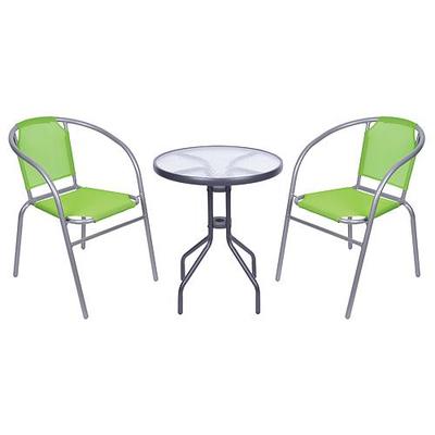 Set balkónový BRENDA, zelený, stôl 72x59 cm, 2x stolička 60x71 cm