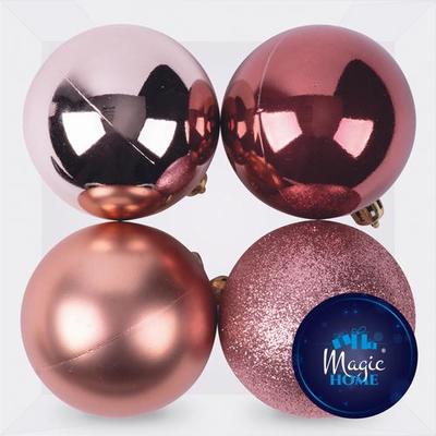 Gule MagicHome Vianoce, 4 ks, ružové, mix, na vianočný stromček, 10 cm