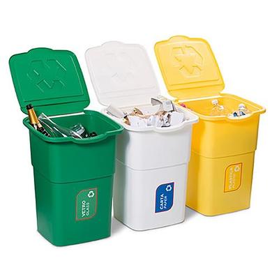 Kôš DEAhome ECO 3x 50 lit, zelený-žltý-biely, na recykláciu odpadu, v: 52cm, š: 39cm, h: 36cm