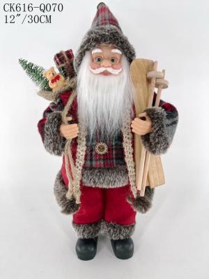 Dekorácia MagicHome Vianoce, Santa, s darčekom, červený, 30 cm