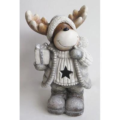 Postavicka Sob držiaci škatulu s darčekami, LED, keramika, 41.7 cm