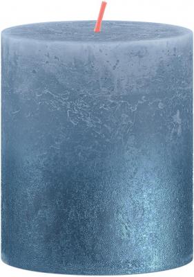 Sviečka Bolsius Rustic, valcová, vianočná, Sunset Sky Blue+ Blue, 80/68 mm